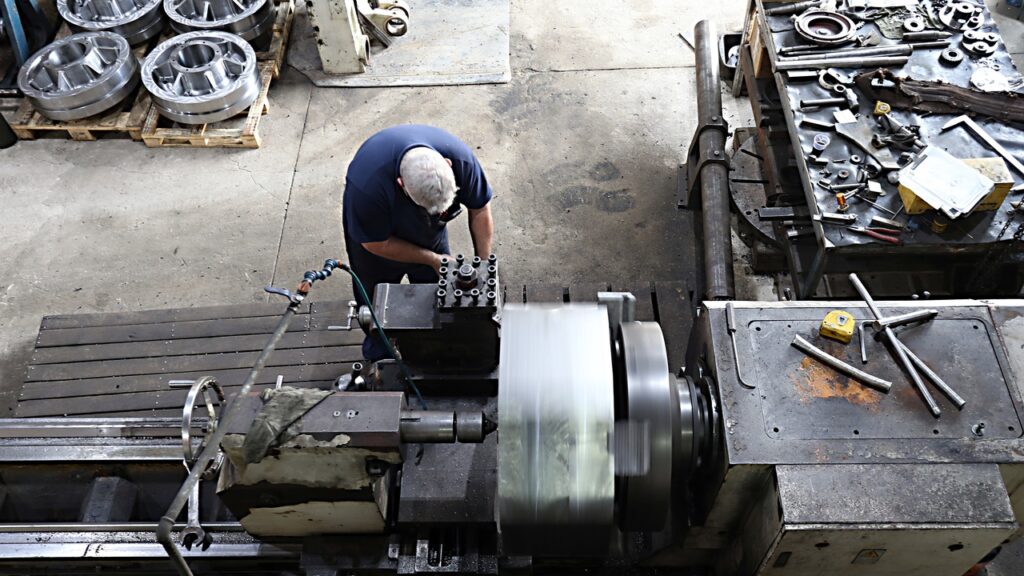 Linha de produção industrial brasileira em fotografia de arquivo.
