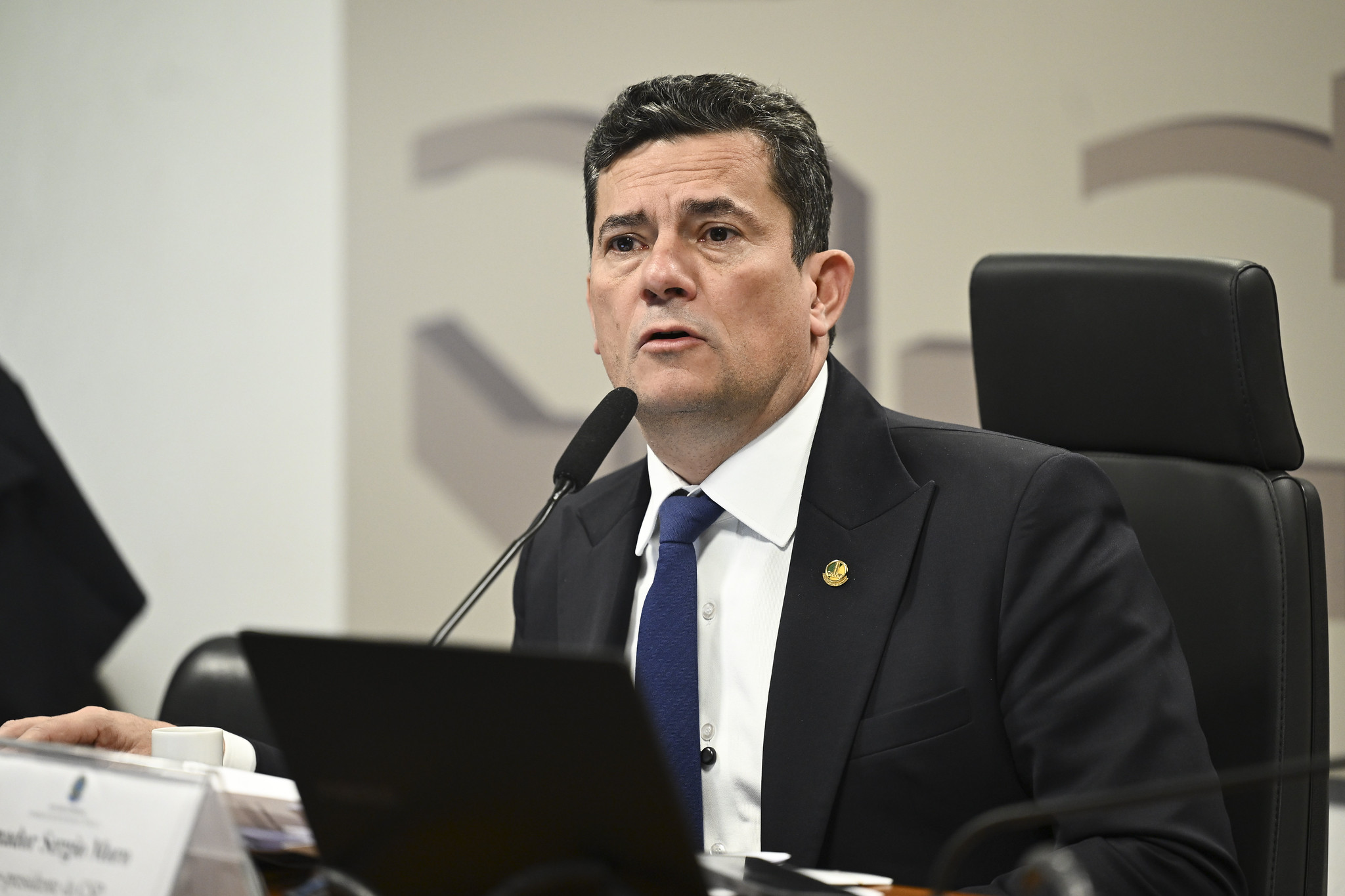 Sergio Moro durante pronunciamento no Senado Federal.