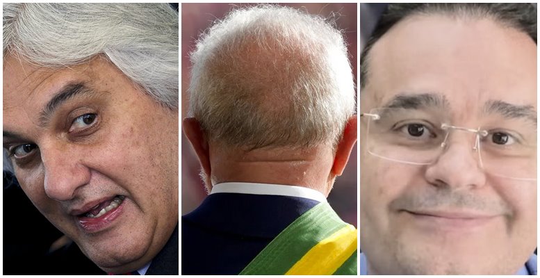 Delcídio do Amaral, Luiz Inácio Lula da Silva e Fábio Trad em montagem publicada pelo Blog do Nélio.
